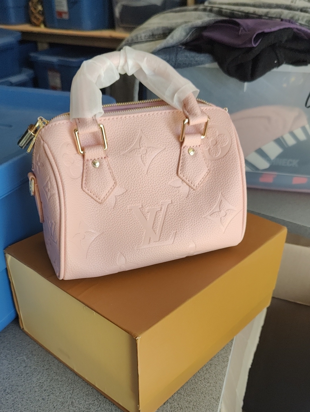 Small Pink Embossed Handbag